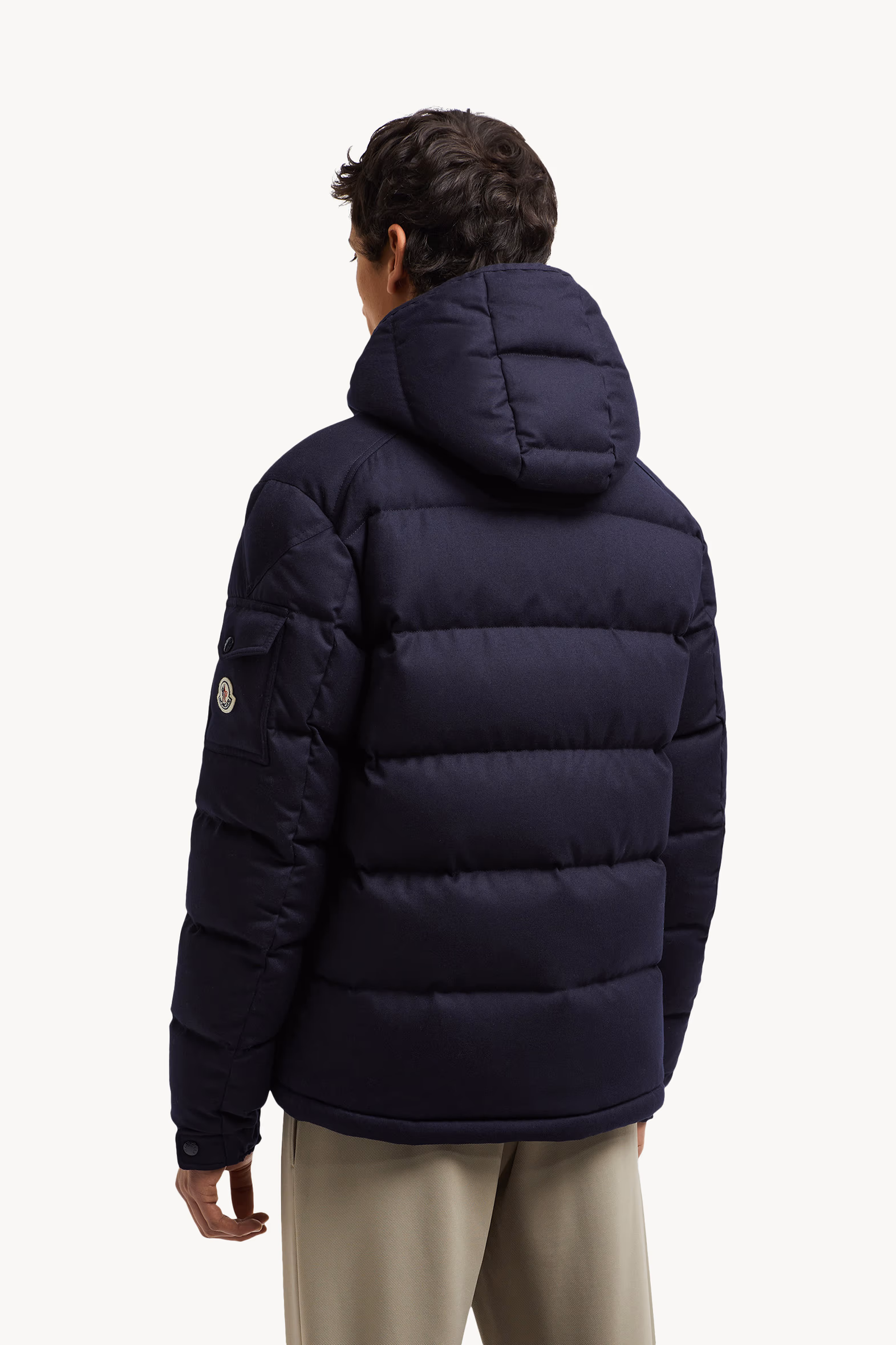 Doudoune courte à capuche en flanelle de laine Montgenevre Hommes Bleu marine Moncler 5